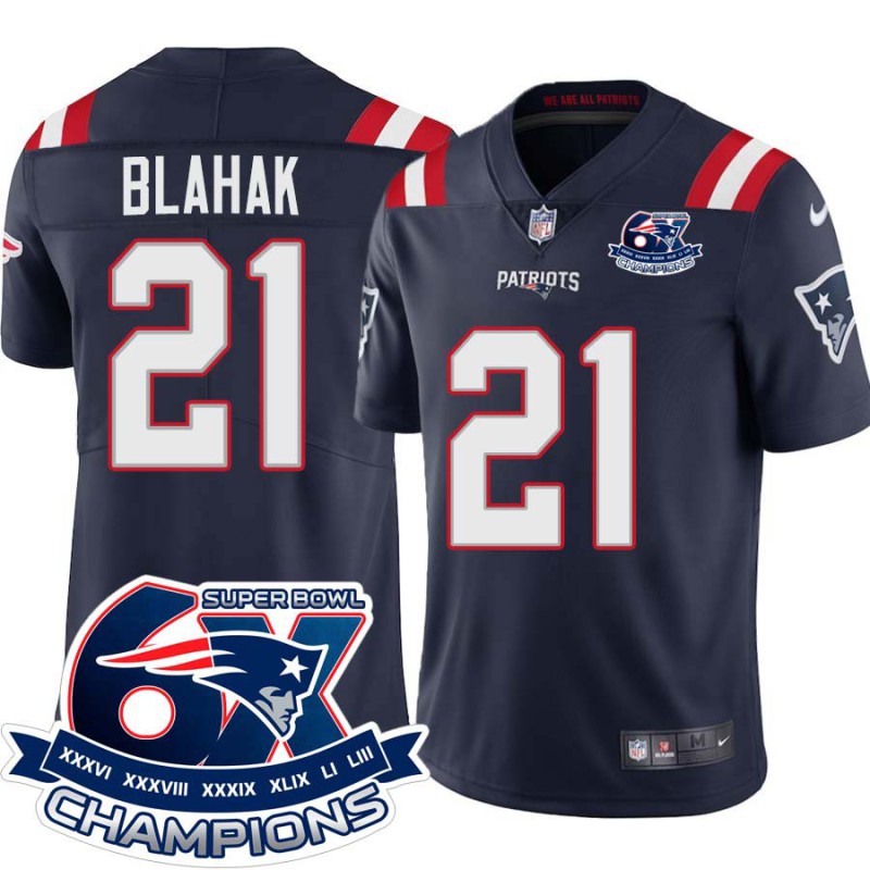 Patriots #21 Joe Blahak 6X Super Bowl Champions Jersey -Navy Patriots #21 Joe Blahak 6X Super Bowl Champions Jersey -Navy