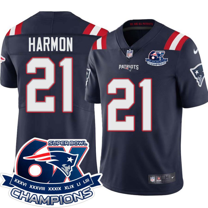 Patriots #21 Duron Harmon 6X Super Bowl Champions Jersey -Navy Patriots #21 Duron Harmon 6X Super Bowl Champions Jersey -Navy