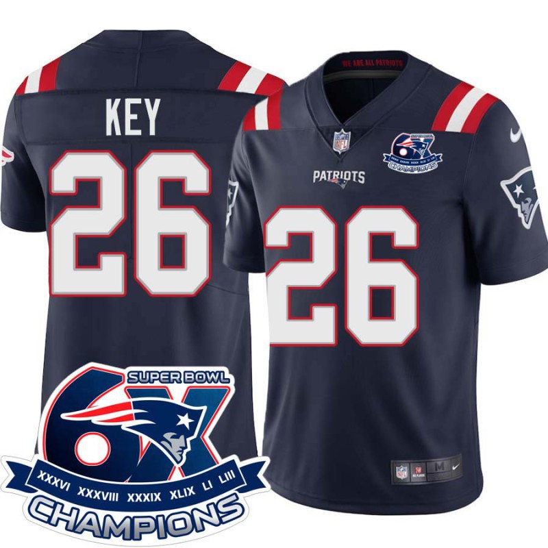 Patriots #26 David Key 6X Super Bowl Champions Jersey -Navy Patriots #26 David Key 6X Super Bowl Champions Jersey -Navy