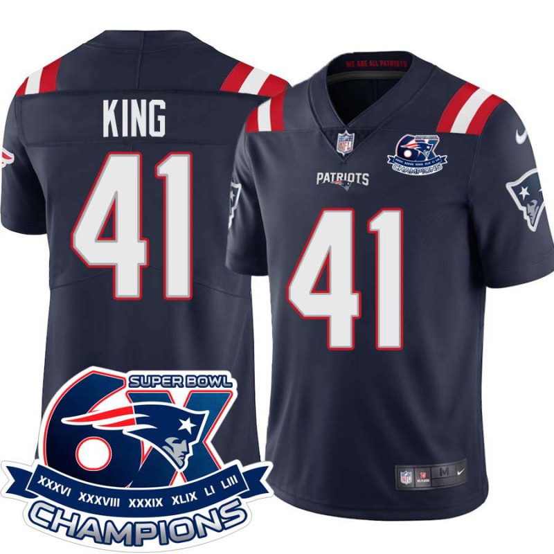Patriots #41 Claude King 6X Super Bowl Champions Jersey -Navy Patriots #41 Claude King 6X Super Bowl Champions Jersey -Navy