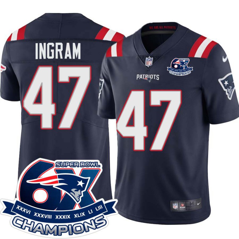 Patriots #47 Jake Ingram 6X Super Bowl Champions Jersey -Navy Patriots #47 Jake Ingram 6X Super Bowl Champions Jersey -Navy