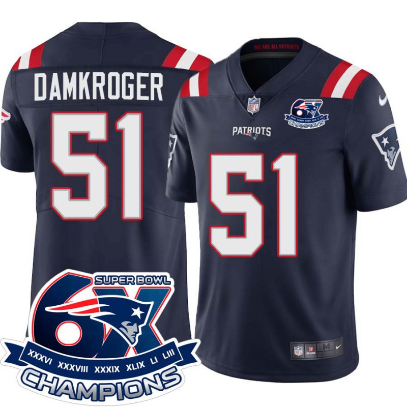 Patriots #51 Maury Damkroger 6X Super Bowl Champions Jersey -Navy Patriots #51 Maury Damkroger 6X Super Bowl Champions Jersey -Navy