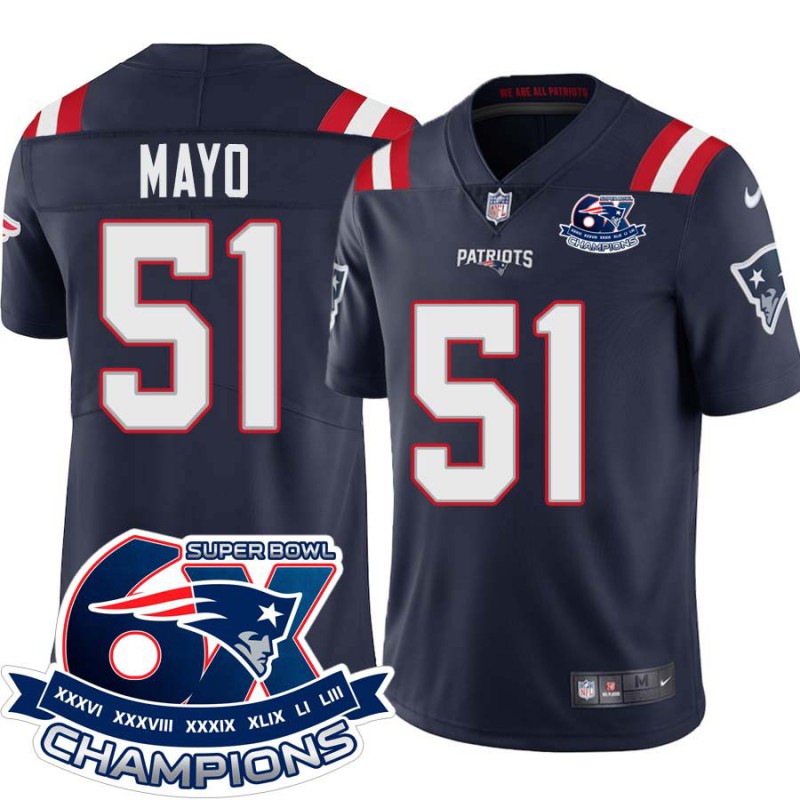 Patriots #51 Jerod Mayo 6X Super Bowl Champions Jersey -Navy Patriots #51 Jerod Mayo 6X Super Bowl Champions Jersey -Navy