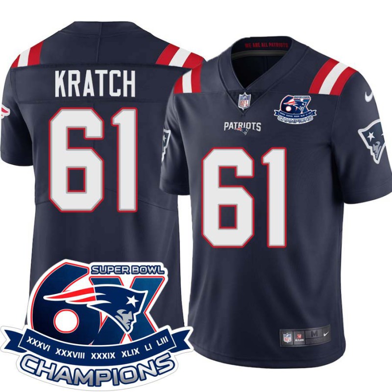 Patriots #61 Bob Kratch 6X Super Bowl Champions Jersey -Navy Patriots #61 Bob Kratch 6X Super Bowl Champions Jersey -Navy