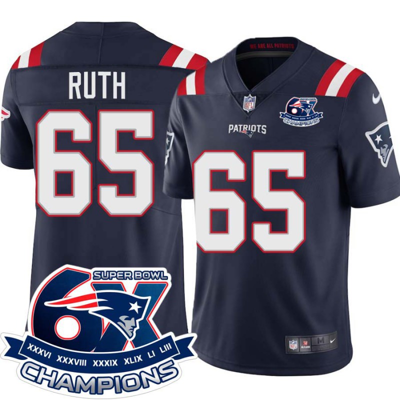 Patriots #65 Mike Ruth 6X Super Bowl Champions Jersey -Navy Patriots #65 Mike Ruth 6X Super Bowl Champions Jersey -Navy