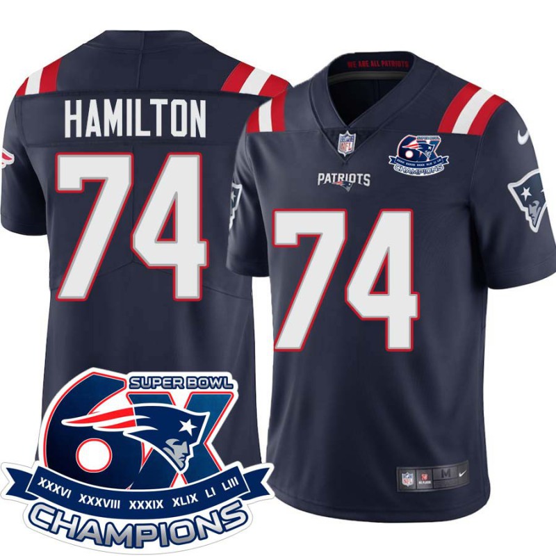 Patriots #74 Woodrow Hamilton 6X Super Bowl Champions Jersey -Navy Patriots #74 Woodrow Hamilton 6X Super Bowl Champions Jersey -Navy