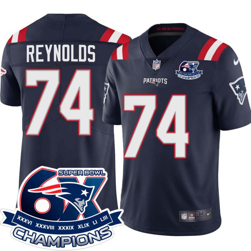 Patriots #74 Bob Reynolds 6X Super Bowl Champions Jersey -Navy Patriots #74 Bob Reynolds 6X Super Bowl Champions Jersey -Navy