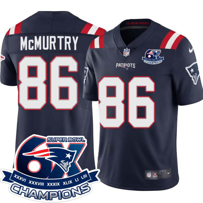 Patriots #86 Greg McMurtry 6X Super Bowl Champions Jersey -Navy Patriots #86 Greg McMurtry 6X Super Bowl Champions Jersey -Navy