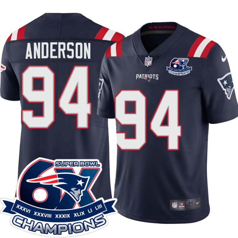 Patriots #94 Henry Anderson 6X Super Bowl Champions Jersey -Navy Patriots #94 Henry Anderson 6X Super Bowl Champions Jersey -Navy