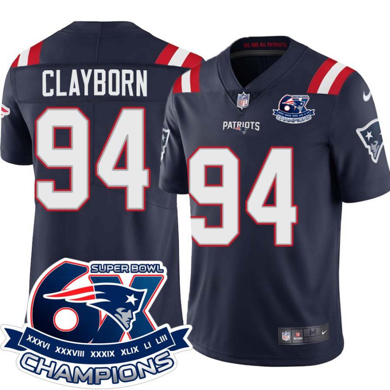 Patriots #94 Adrian Clayborn 6X Super Bowl Champions Jersey -Navy Patriots #94 Adrian Clayborn 6X Super Bowl Champions Jersey -Navy