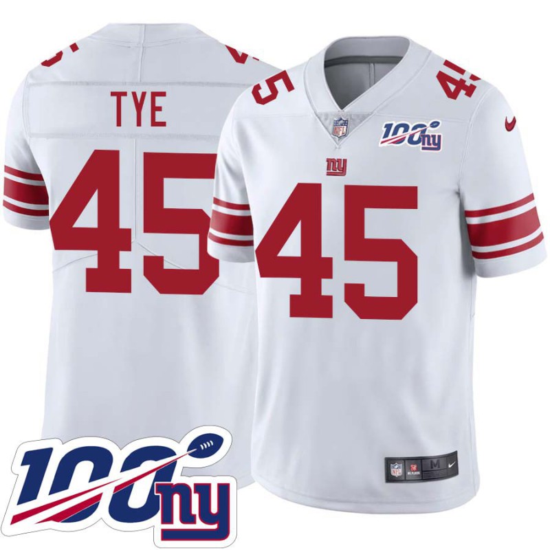 Giants #45 Will Tye 2024 100 Year White Jersey Giants #45 Will Tye 2024 100 Year White Jersey