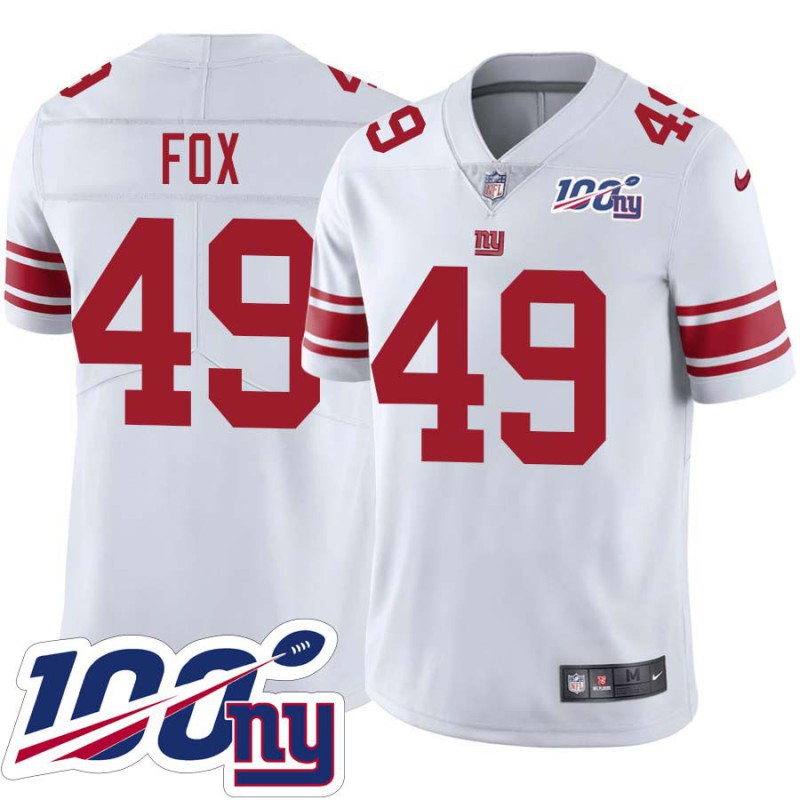 Giants #49 Tomon Fox 2024 100 Year White Jersey Giants #49 Tomon Fox 2024 100 Year White Jersey