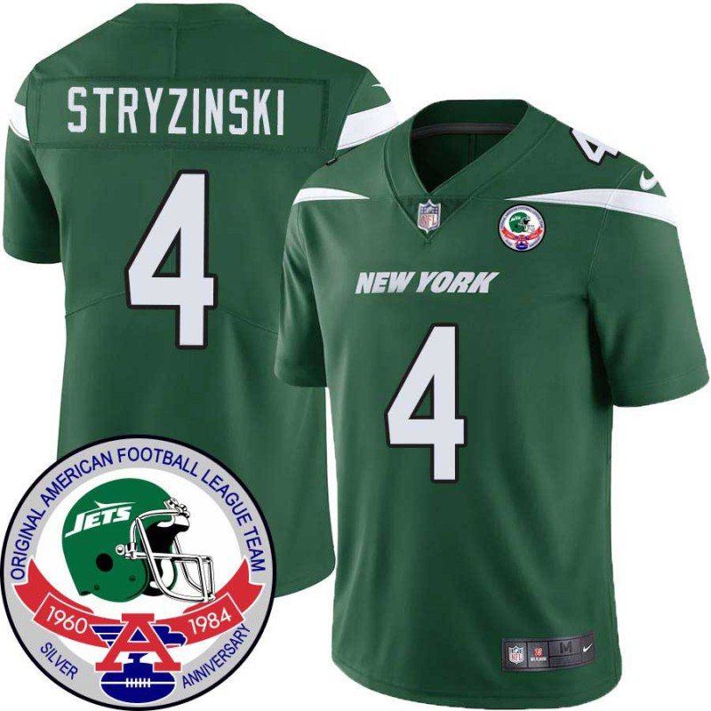 Jets #4 Dan Stryzinski 1984 Throwback Green Jersey Jets #4 Dan Stryzinski 1984 Throwback Green Jersey