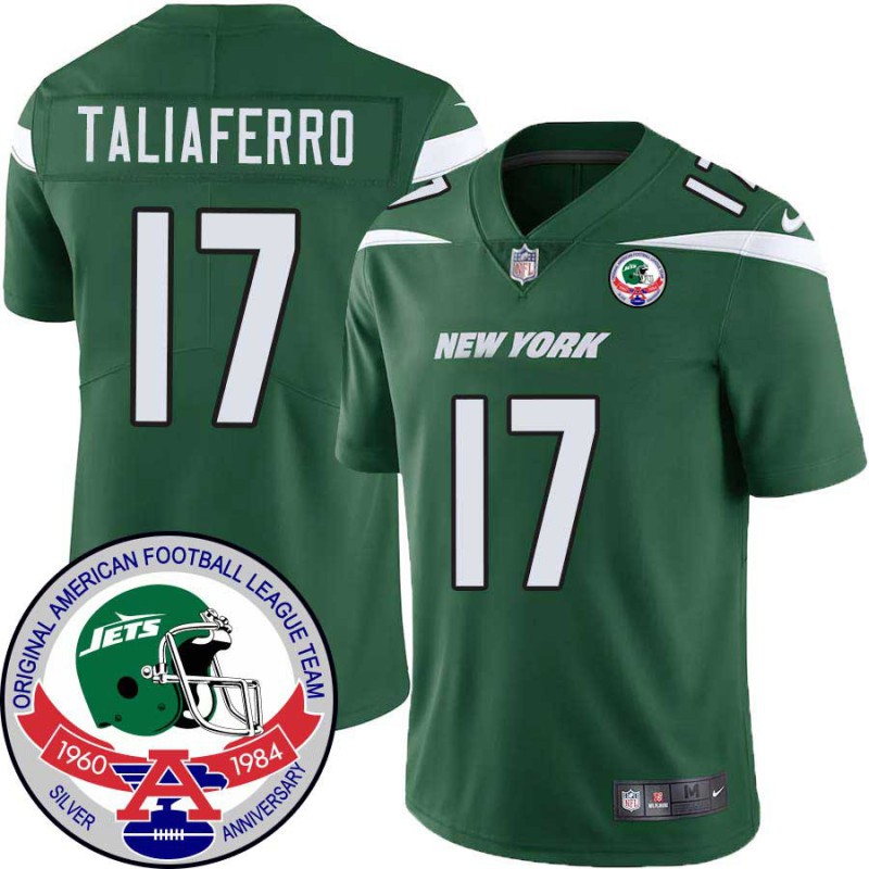 Jets #17 Mike Taliaferro 1984 Throwback Green Jersey Jets #17 Mike Taliaferro 1984 Throwback Green Jersey