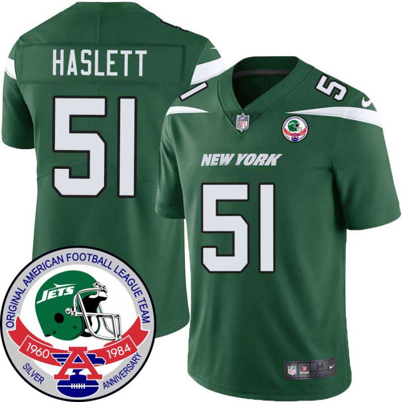 Jets #51 Jim Haslett 1984 Throwback Green Jersey Jets #51 Jim Haslett 1984 Throwback Green Jersey