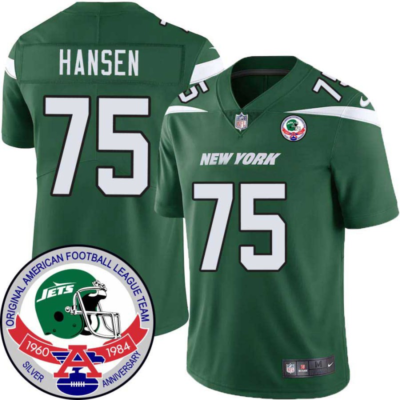 Jets #75 Carl Hansen 1984 Throwback Green Jersey Jets #75 Carl Hansen 1984 Throwback Green Jersey