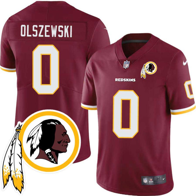 Johnny Olszewski #0 Redskins Head Patch Burgundy Jersey Johnny Olszewski #0 Redskins Head Patch Burgundy Jersey