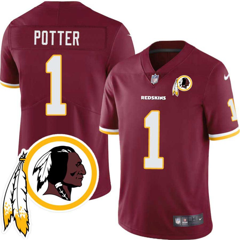 John Potter #1 Redskins Head Patch Burgundy Jersey John Potter #1 Redskins Head Patch Burgundy Jersey