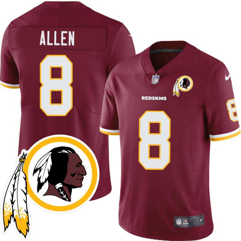 Kyle Allen #8 Redskins Head Patch Burgundy Jersey Kyle Allen #8 Redskins Head Patch Burgundy Jersey