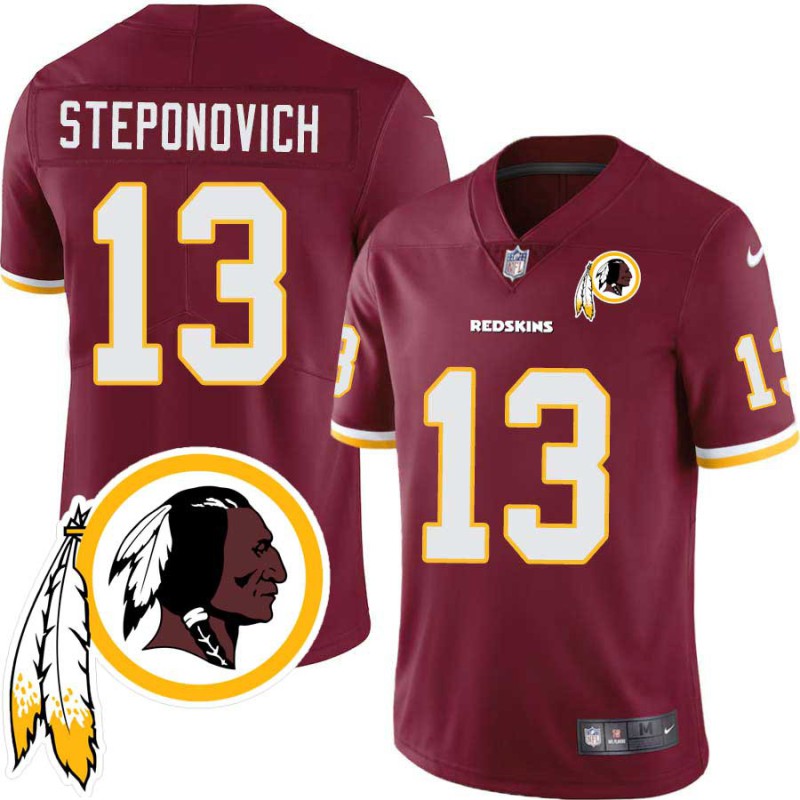 Mike Steponovich #13 Redskins Head Patch Burgundy Jersey Mike Steponovich #13 Redskins Head Patch Burgundy Jersey