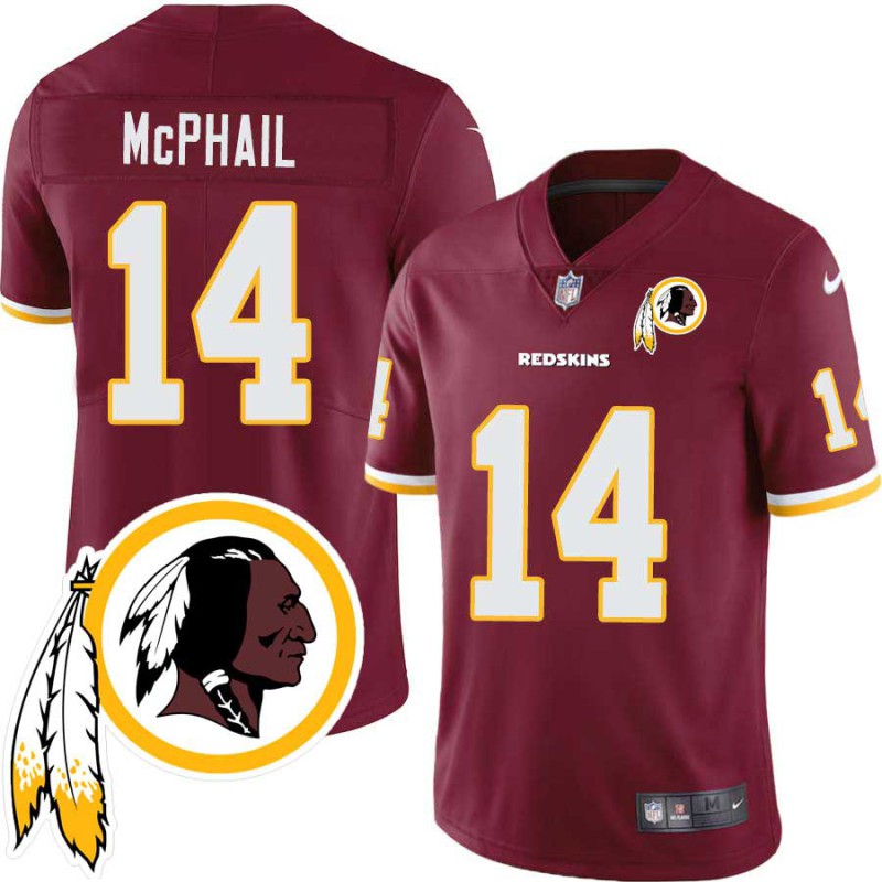 Hal McPhail #14 Redskins Head Patch Burgundy Jersey Hal McPhail #14 Redskins Head Patch Burgundy Jersey