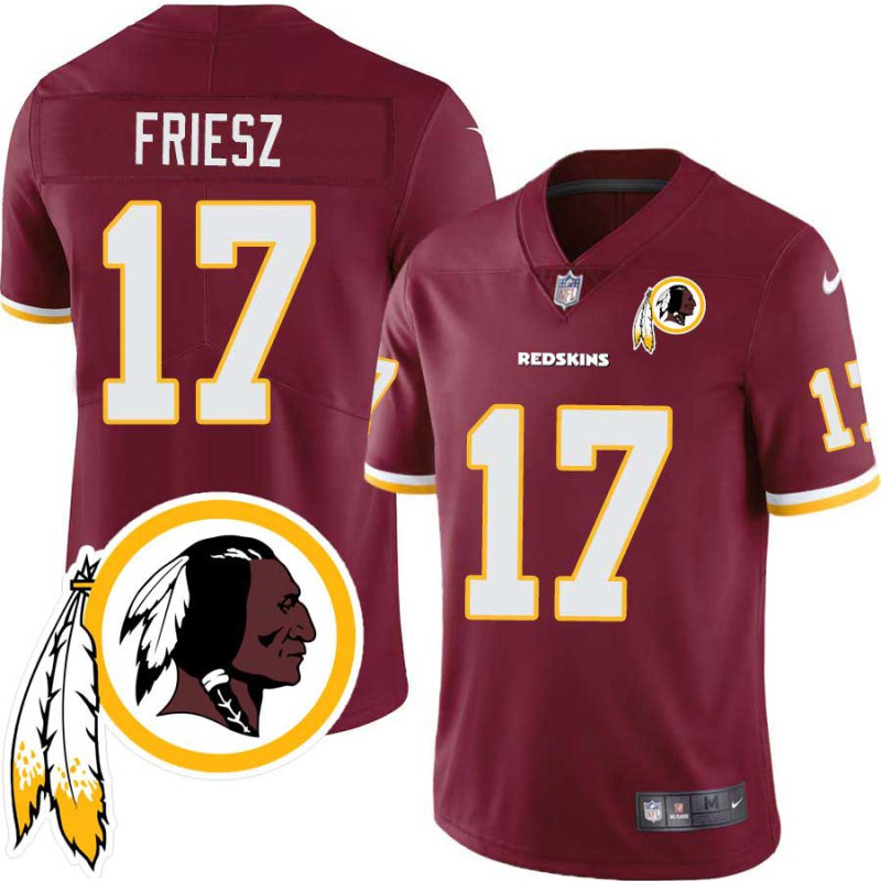 John Friesz #17 Redskins Head Patch Burgundy Jersey John Friesz #17 Redskins Head Patch Burgundy Jersey