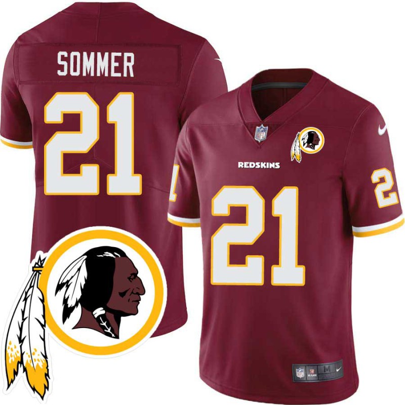 Mike Sommer #21 Redskins Head Patch Burgundy Jersey Mike Sommer #21 Redskins Head Patch Burgundy Jersey