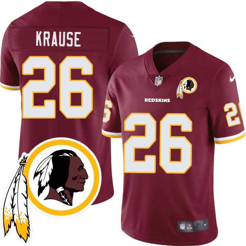 Paul Krause #26 Redskins Head Patch Burgundy Jersey Paul Krause #26 Redskins Head Patch Burgundy Jersey