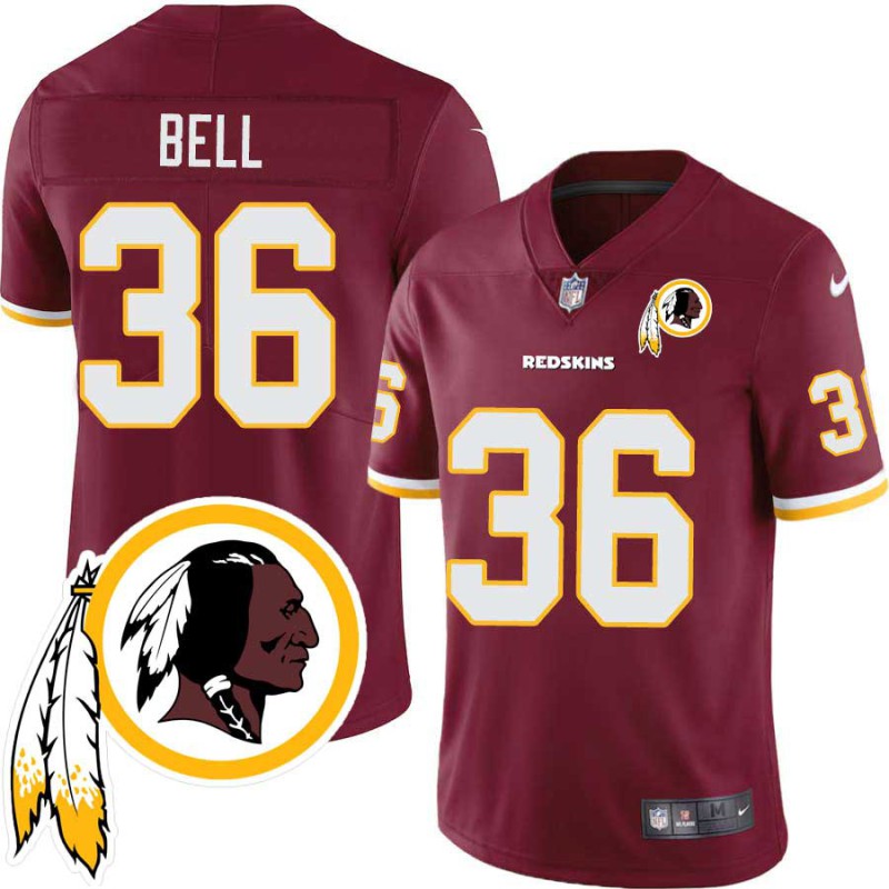 William Bell #36 Redskins Head Patch Burgundy Jersey