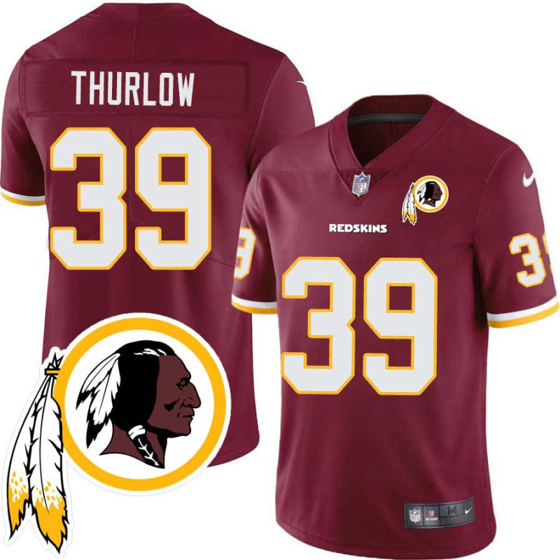 Steve Thurlow #39 Redskins Head Patch Burgundy Jersey Steve Thurlow #39 Redskins Head Patch Burgundy Jersey