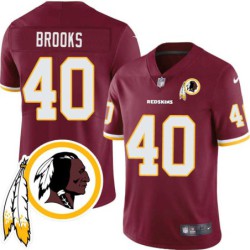 Reggie Brooks #40 Redskins Head Patch Burgundy Jersey
