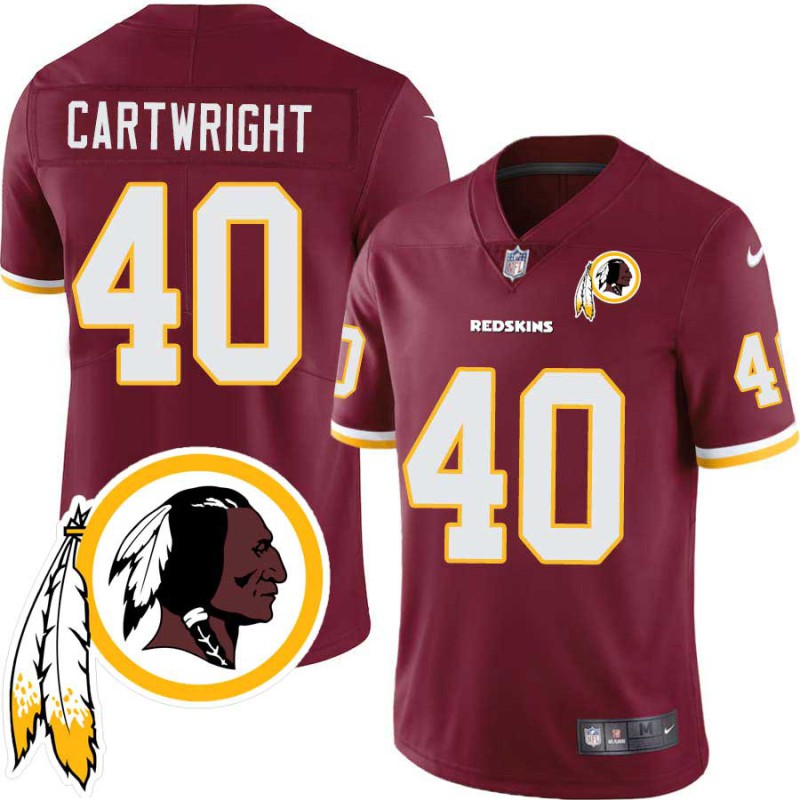 Rock Cartwright #40 Redskins Head Patch Burgundy Jersey Rock Cartwright #40 Redskins Head Patch Burgundy Jersey