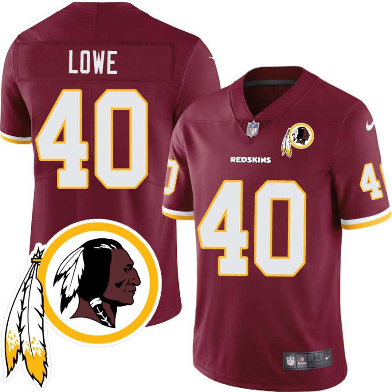 Gary Lowe #40 Redskins Head Patch Burgundy Jersey Gary Lowe #40 Redskins Head Patch Burgundy Jersey