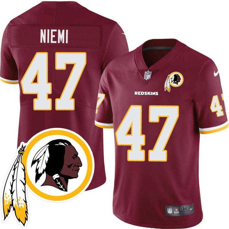 Laurie Niemi #47 Redskins Head Patch Burgundy Jersey Laurie Niemi #47 Redskins Head Patch Burgundy Jersey