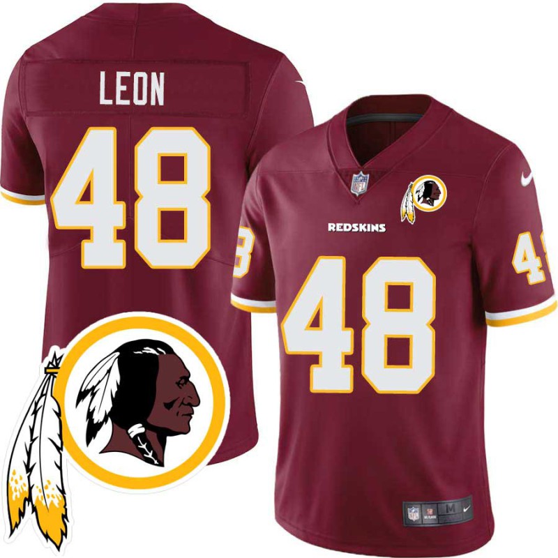 Tony Leon #48 Redskins Head Patch Burgundy Jersey Tony Leon #48 Redskins Head Patch Burgundy Jersey