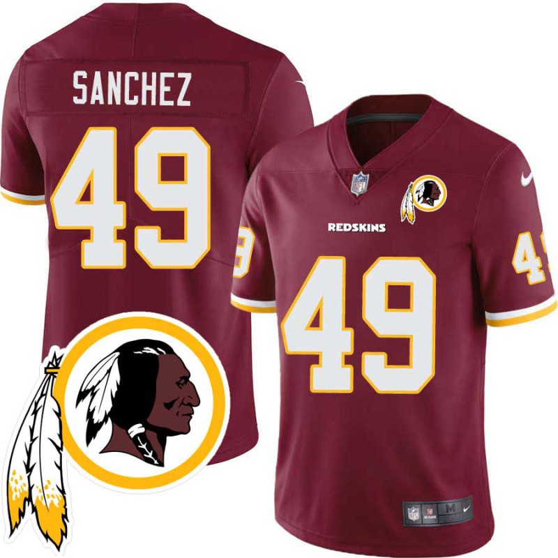 John Sanchez #49 Redskins Head Patch Burgundy Jersey John Sanchez #49 Redskins Head Patch Burgundy Jersey