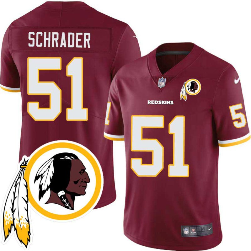 Jim Schrader #51 Redskins Head Patch Burgundy Jersey Jim Schrader #51 Redskins Head Patch Burgundy Jersey
