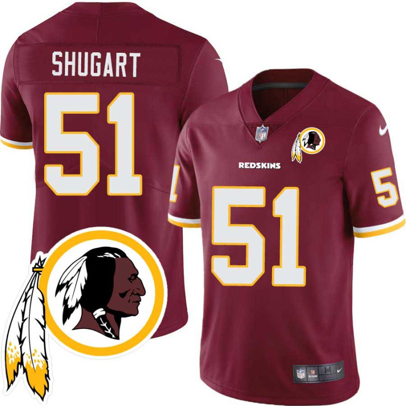Clyde Shugart #51 Redskins Head Patch Burgundy Jersey Clyde Shugart #51 Redskins Head Patch Burgundy Jersey