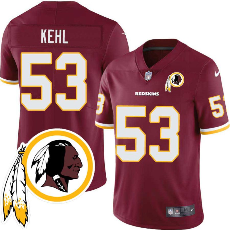 Bryan Kehl #53 Redskins Head Patch Burgundy Jersey Bryan Kehl #53 Redskins Head Patch Burgundy Jersey