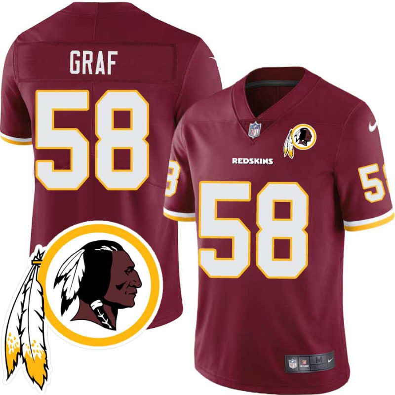Dave Graf #58 Redskins Head Patch Burgundy Jersey Dave Graf #58 Redskins Head Patch Burgundy Jersey