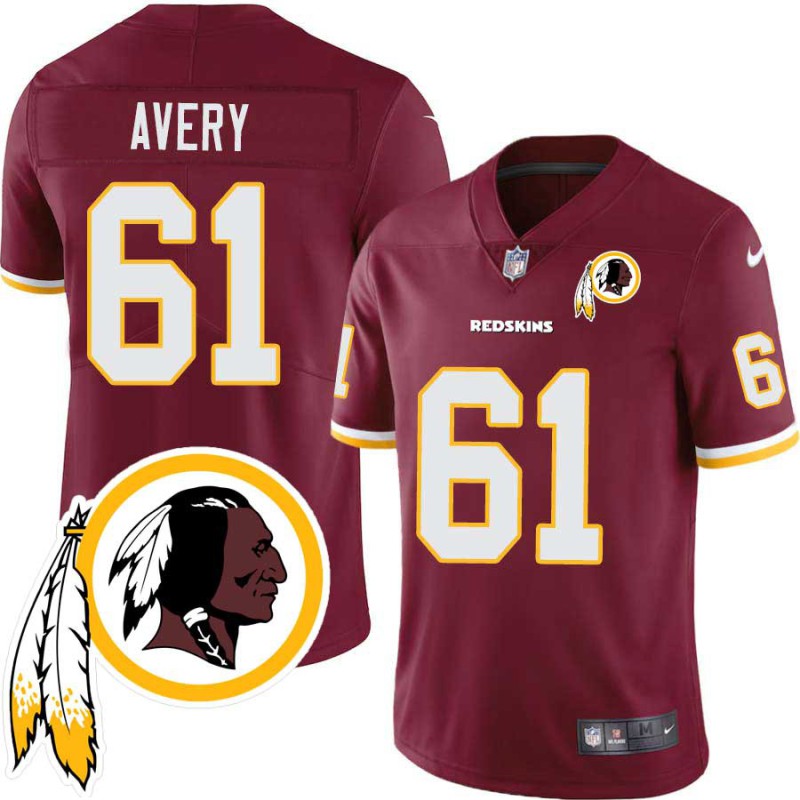 Jim Avery #61 Redskins Head Patch Burgundy Jersey Jim Avery #61 Redskins Head Patch Burgundy Jersey
