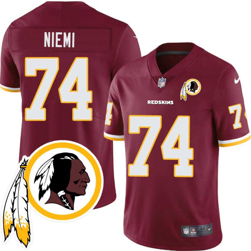 Laurie Niemi #74 Redskins Head Patch Burgundy Jersey Laurie Niemi #74 Redskins Head Patch Burgundy Jersey