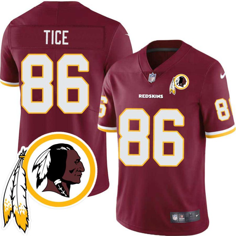 Mike Tice #86 Redskins Head Patch Burgundy Jersey Mike Tice #86 Redskins Head Patch Burgundy Jersey