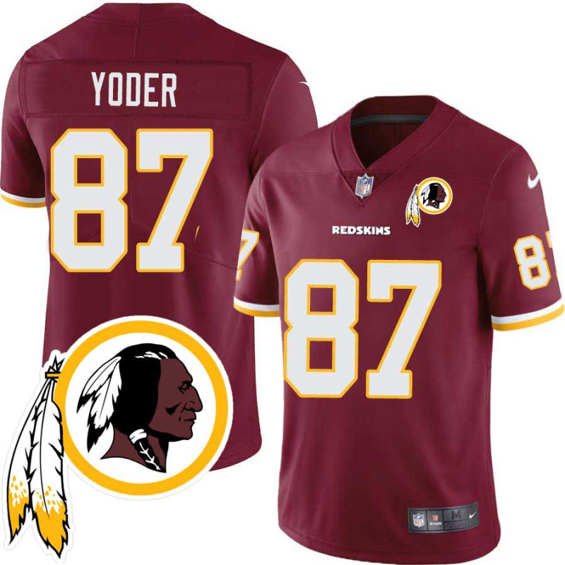 Todd Yoder #87 Redskins Head Patch Burgundy Jersey Todd Yoder #87 Redskins Head Patch Burgundy Jersey