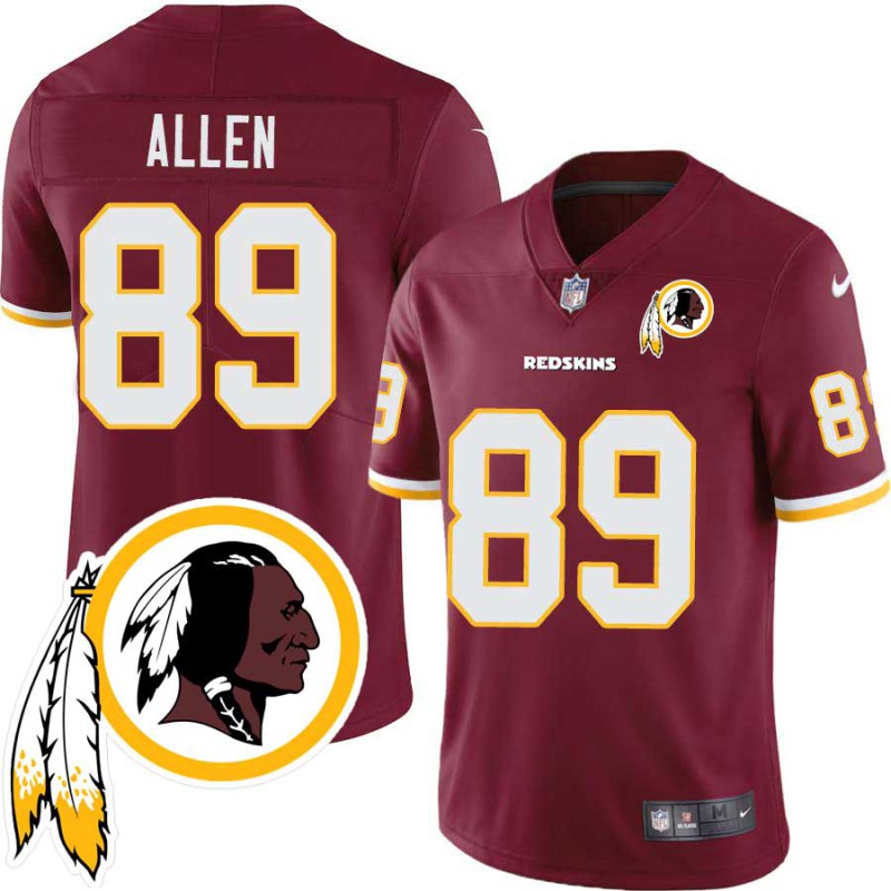 Anthony Allen #89 Redskins Head Patch Burgundy Jersey Anthony Allen #89 Redskins Head Patch Burgundy Jersey