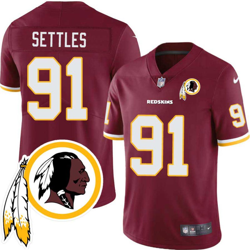 Tony Settles #91 Redskins Head Patch Burgundy Jersey Tony Settles #91 Redskins Head Patch Burgundy Jersey