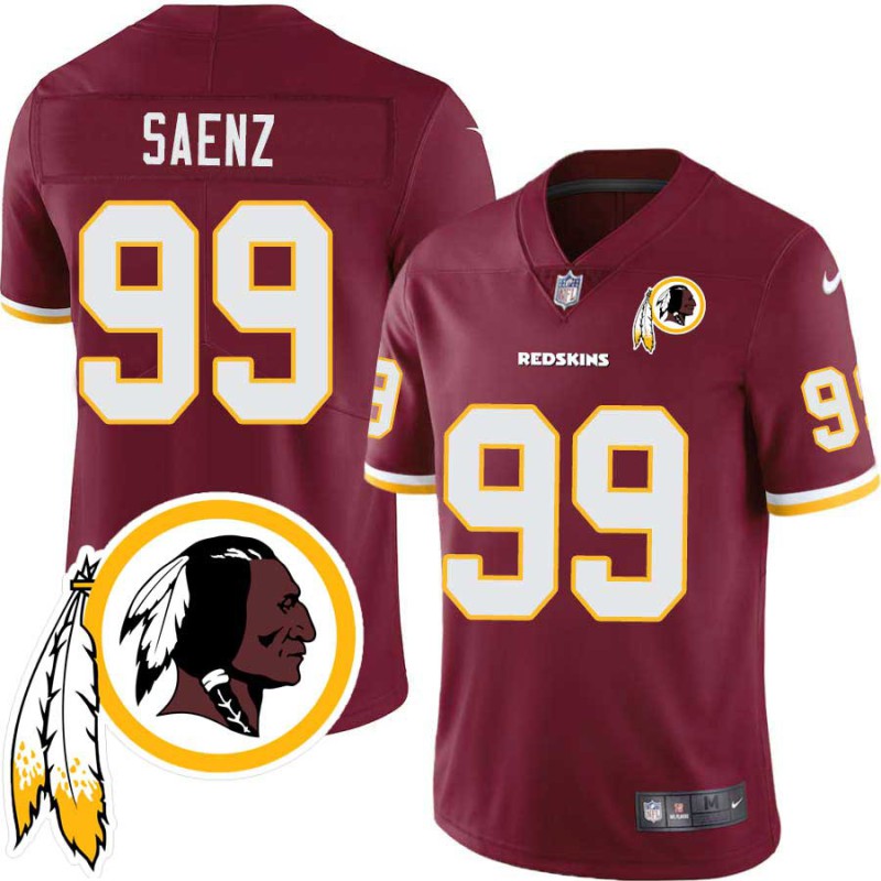 Eddie Saenz #99 Redskins Head Patch Burgundy Jersey Eddie Saenz #99 Redskins Head Patch Burgundy Jersey