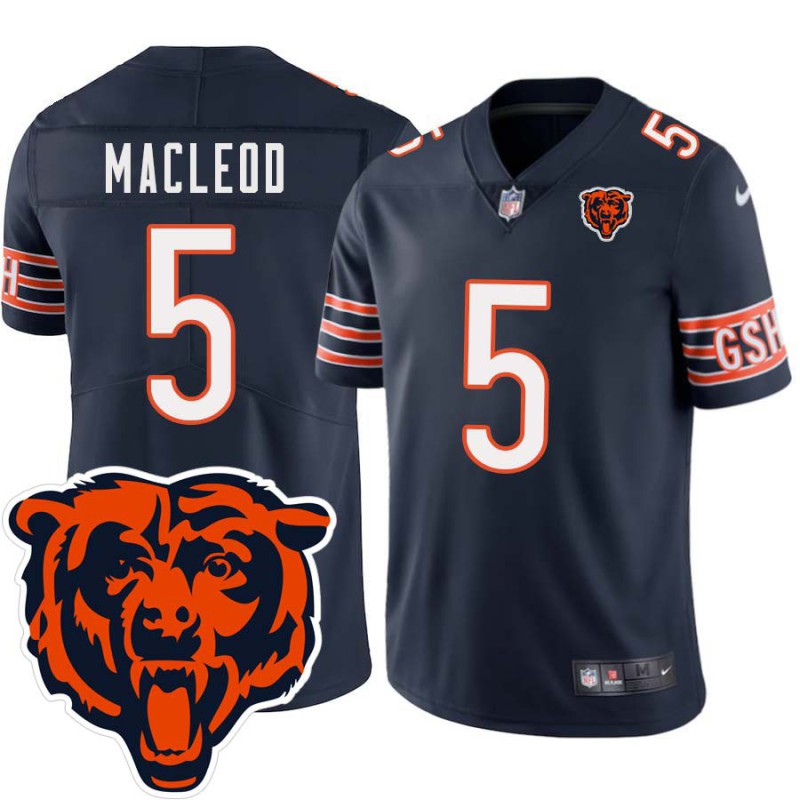 Bears #5 Bob MacLeod Tackle Twill Jersey -Navy with 2023 Bear Head Logo Patch