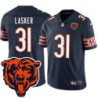 Bears #31 Greg Lasker Tackle Twill Jersey -Navy with 2023 Bear Head Logo Patch