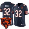 Bears #32 Kahlil Bell Tackle Twill Jersey -Navy with 2023 Bear Head Logo Patch